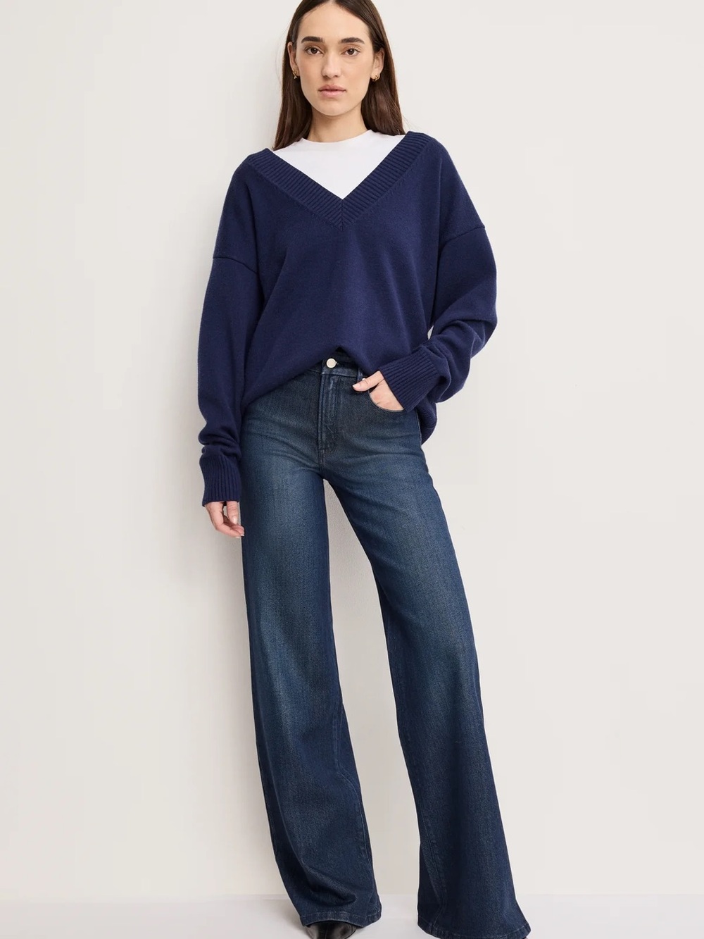Good American soft tech palazzo Wide Leg Jeans